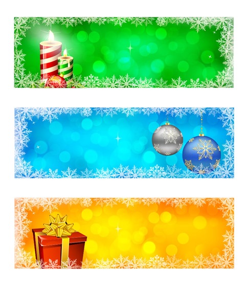 Set of Winter Christmas Banners Vector Illustration