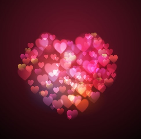 Bokeh Lights Heart Shape Vector Background