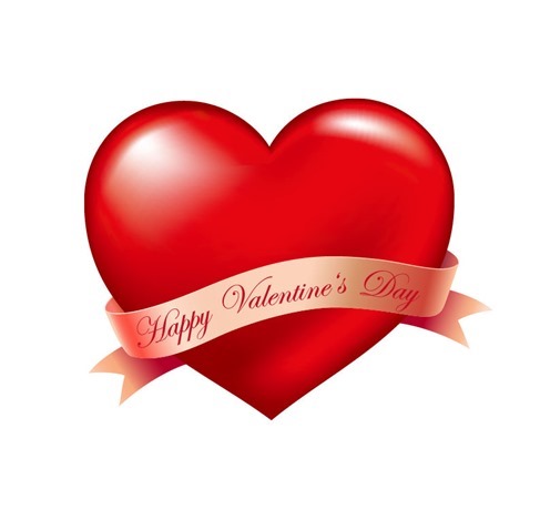 Red Heart and Ribbon Valentines Day Vector Illustration