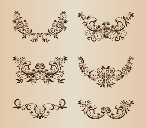 Vector Set of Floral Decorative Ornament Elements