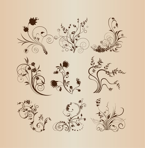 Abstract Floral Design Elements Vector Set