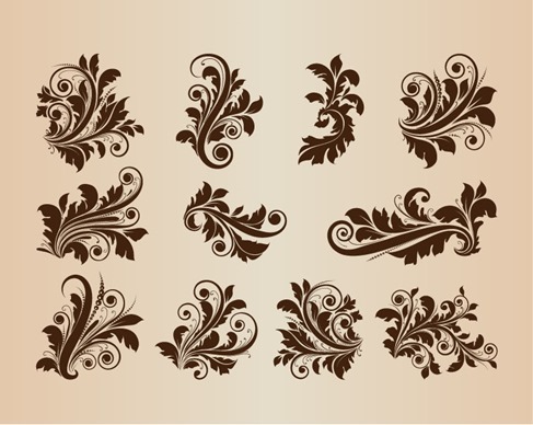 Collection Of Vector Vintage Floral Design Ornament Elements