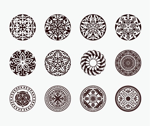 Vector Set of Beautiful Circle Ornament