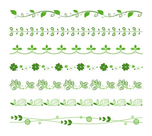 Vector Set of Green Floral Border