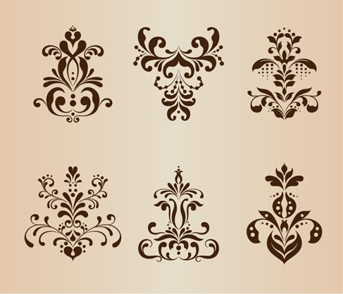 Abstract Symmetrical Floral Pattern Vector Set