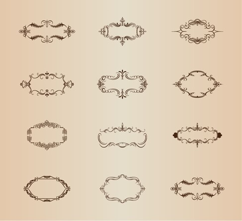 Retro Ornamental Frames Vector Set