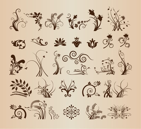 Various Floral Element Vector Collection