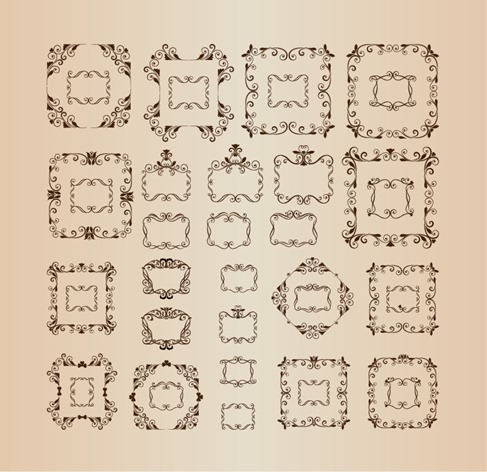 Vector Set of Decorative Floral Frames