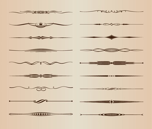 Vector Set of Ornamental Design Rule Lines