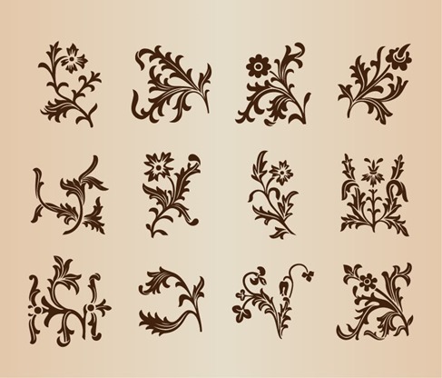 Vintage Floral Patterns Set for design