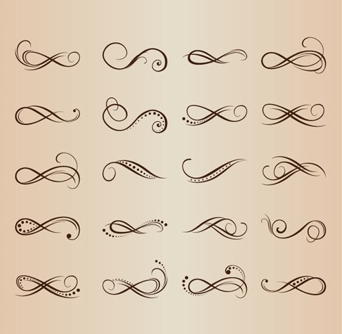 Calligraphic Decorative Design Elements Vector Set