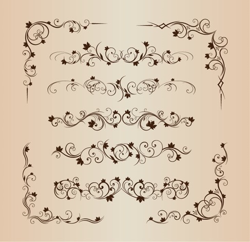 Floral Decorative Ornament Vector Set