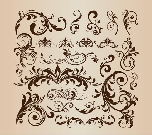 Floral Design Decorative Elements Vector Set