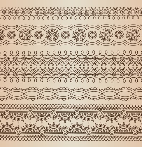 Horizontal Lace Borders Vector Set