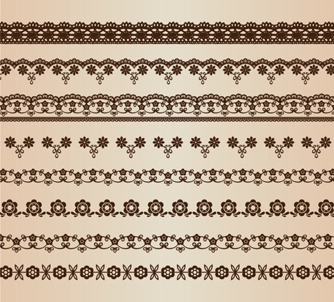 Retro Floral Lines Vector Set