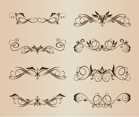 Symmetrical Swirl Floral Vector Set