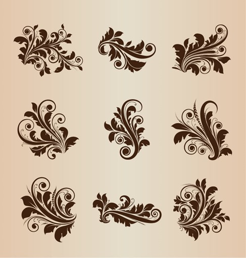 Vintage Design Floral Elements Vector Set