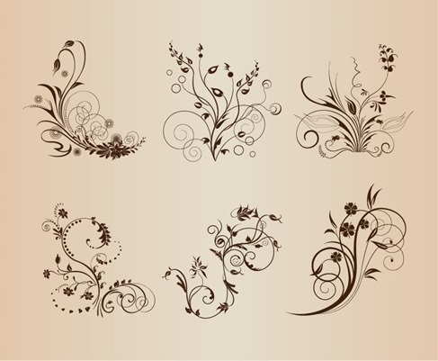 Vintage Floral Pattern Elements Vector Illustration