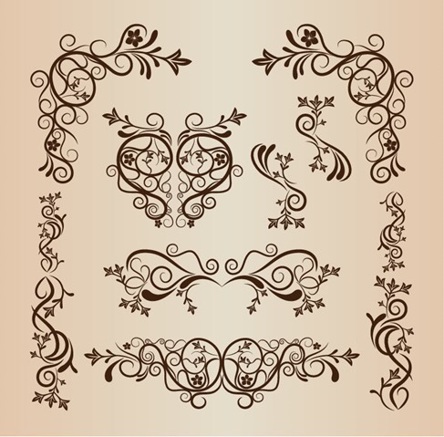 Vintage Ornament Floral Design Elements Vector Illustration