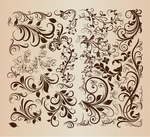 Vector Retro Floral Elements