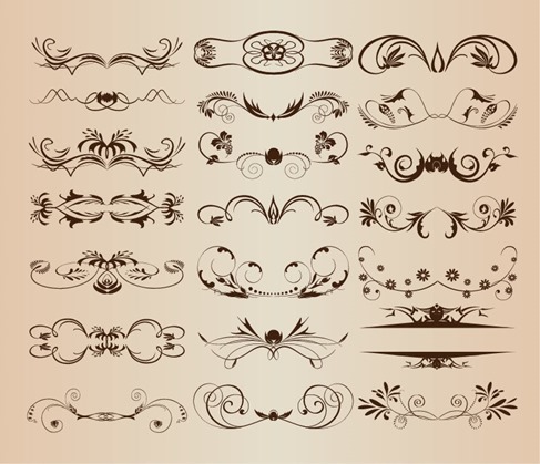 Vintage Ornament Decorative Design Elements Vector Set 1