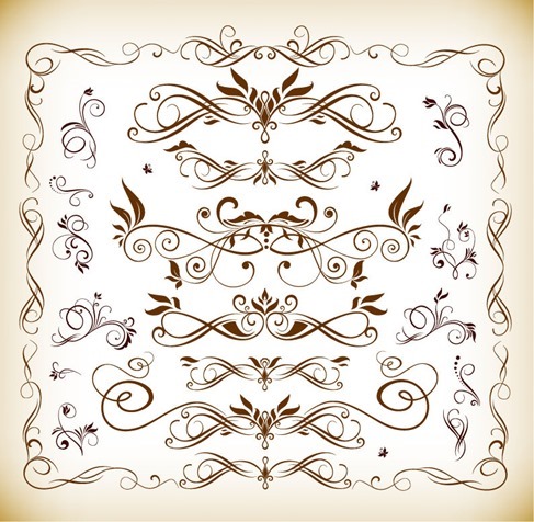 Floral Design Elements Vector Illustration