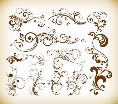 Floral Swirl Vector Set