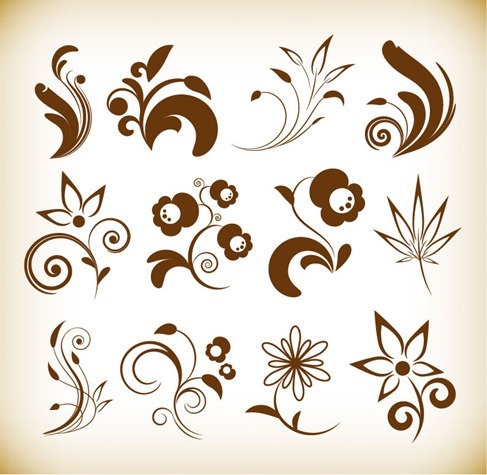 Flower Floral Design Elements Vector Set