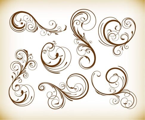 Vintage Design Swirl Floral Element Vector Graphis Set