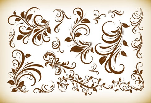 Vintage Floral Design Elements Vector Illustration Collection