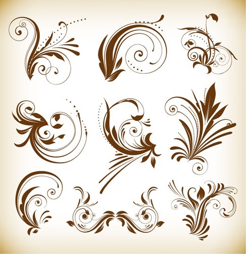 Vintage Floral Ornaments Vector Design Elements