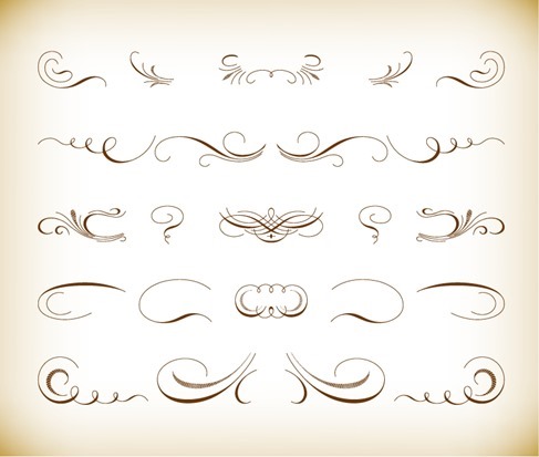 Calligraphic Floral Design Vector Set