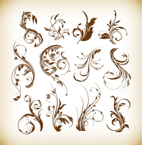 Swirl Floral Graphics Vector Set