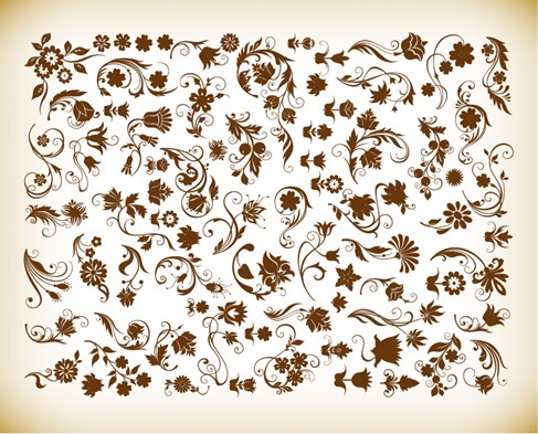 Vector Set of Floral Vintage Vector Design Elements