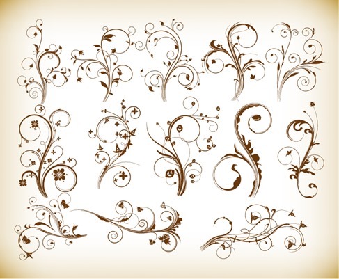 Vector Set of Swirl Floral for Your Design