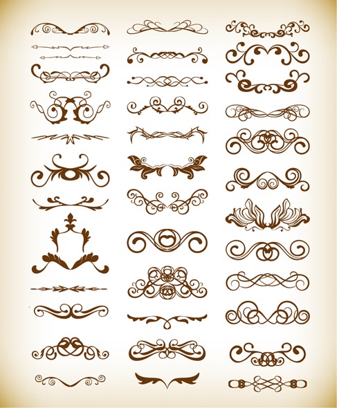 Vector Set of Vintage Floral Frame Element for Design