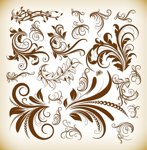 Vintage Decoration Design Elements Vector Illustration Set