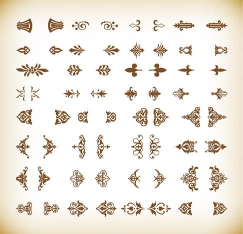 Vintage Ornamental Element Design Vector Illustration Set