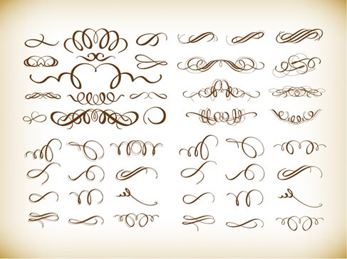 Decorative Calligraphic Elements Vector Graphics Set