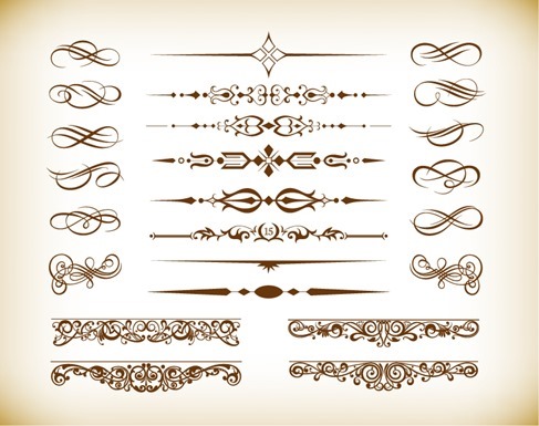 Floral Design Elements Vector Graphics Set