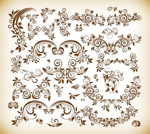 Vector Illustration Set of Decorative Floral Elements