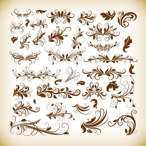 Vintage Decorativ Design Elements Vector Graphics Set