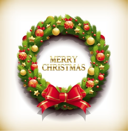 Christmas Wreath with Decorations Vecror Illustration