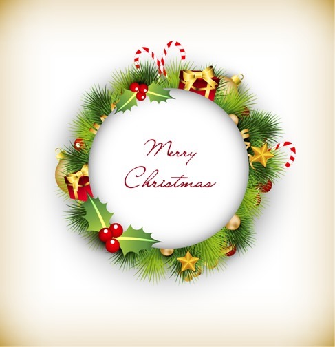 Christmas Wreath with Decorations Vector Illustration