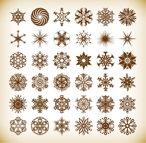 Set of Vector Snowflake Elements