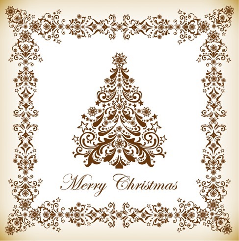 Vintage Christmas Tree Vector Illustration