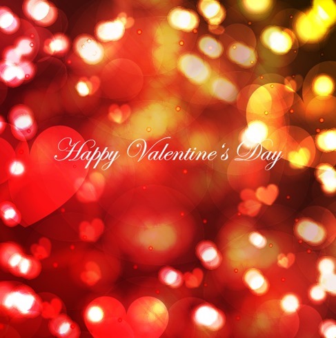 Bokeh Light with Shiny Hearts Valentine's Day Background