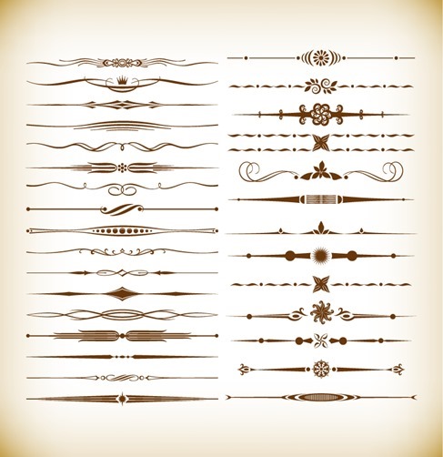 Borders and Dividers Decorative Vignette Elements Vector Set