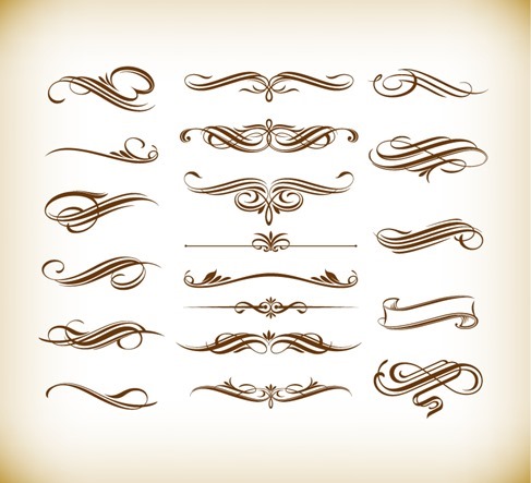 Calligraphic Ornate Design Element Vector Set