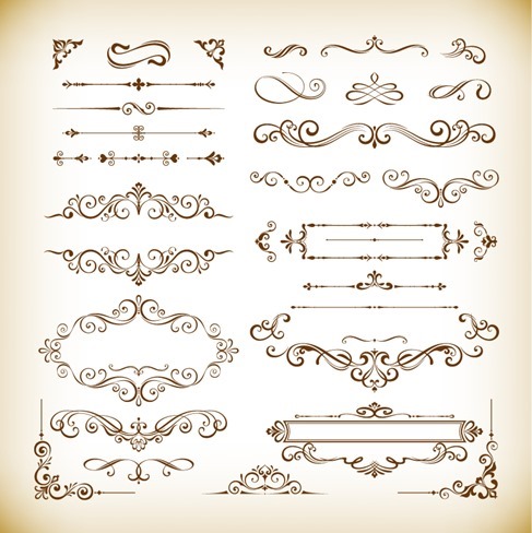 Floral Design Useful Elements Vector Illustration Set